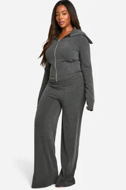 boohoo Ensemble de détente bicolore Plus – Haut zippé et pantalon<Femme Ensembles