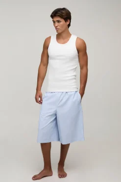 Ensemble De Détente Débardeur Côtelé Ajusté Musclé & Short Jort À Ceinture Contrastée