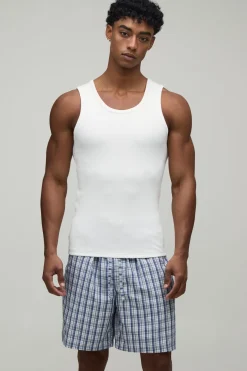 Ensemble De Détente Débardeur Côtelé Ajusté Muscle & Short Ample Coupe Baggy