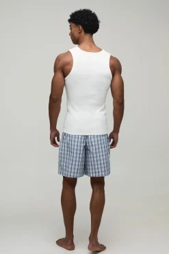 Ensemble De Détente Débardeur Côtelé Ajusté Muscle & Short Ample Coupe Baggy
