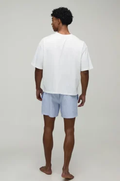 Ensemble De Détente T-shirt Oversize Ample & Short Rayé Ample