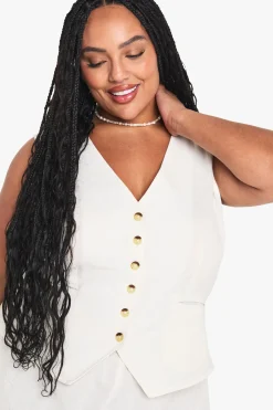 boohoo Ensemble de gilet et short effet lin en grande taille<Femme Ensembles