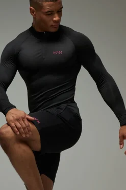 Ensemble de gym pour homme Active Lightweight Essentials Raglan Muscle 1/4 Zip & Short Set