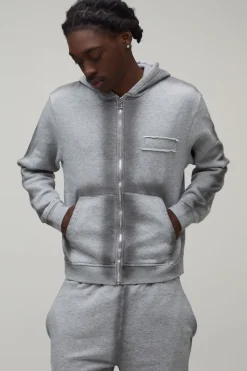 boohooMAN Ensemble De Jogging Ample À Casynthétiqueche Zippé Avec Coutures Spray, Détails Usés Et Appliqués<Homme Survêtements