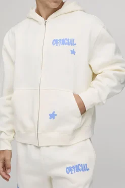 Ensemble De Jogging À Casynthétiqueche Zippé Oversize Ample Avec Motif Floral Officiel