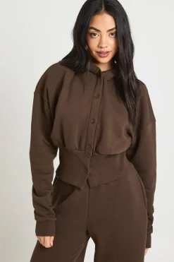 boohoo Ensemble De Jogging À Casynthétiqueche Avec Taille Cintrée Et Boutonnage Sur Le Devant<Femme Survêtements|Survêtements