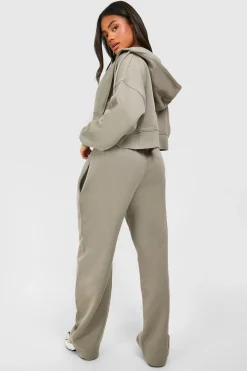 Ensemble De Jogging À Casynthétiqueche 3 Pièces Avec Crop Top À Ourlet Profond