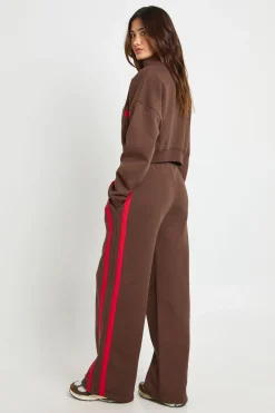 boohoo Ensemble De Jogging À Col Montant Avec Bandes Contrastées<Femme Looks Chocolat|Survêtements