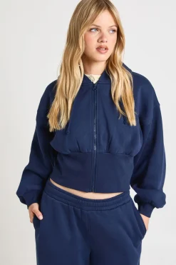 boohoo Ensemble De Jogging Court Avec Sweat À Casynthétiqueche Zippé Et Taille Cintrée Petite<Femme Survêtements|Survêtements