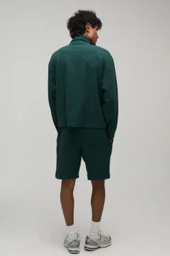 Ensemble De Jogging Court À Col Cheminée Avec Fermeture Éclair Double Curseur Et Coupe Oversize Côtelée