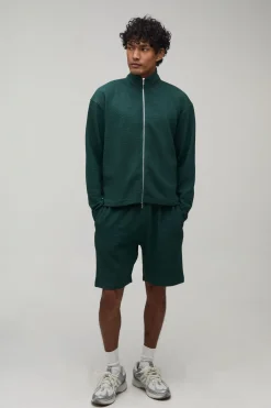 Ensemble De Jogging Court À Col Cheminée Avec Fermeture Éclair Double Curseur Et Coupe Oversize Côtelée