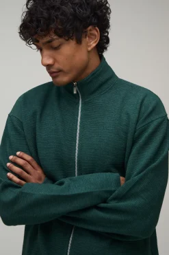 Ensemble De Jogging Court À Col Cheminée Avec Fermeture Éclair Double Curseur Et Coupe Oversize Côtelée