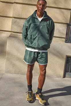 boohooMAN Ensemble De Jogging Court À Double Zip Col Montant Avec Broderies Sur Les Coutures Coupe Ample<Homme Survêtements