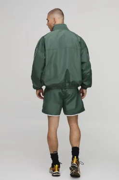 boohooMAN Ensemble De Jogging Court À Double Zip Col Montant Avec Broderies Sur Les Coutures Coupe Ample<Homme Survêtements