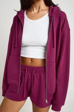 boohoo Ensemble De Jogging Court Surdimensionné À Casynthétiqueche Zippé En Molleton Bouclette Doux<Femme Survêtements|Survêtements