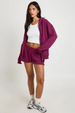 boohoo Ensemble De Jogging Court Surdimensionné À Casynthétiqueche Zippé En Molleton Bouclette Doux<Femme Survêtements|Survêtements