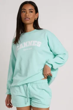 Ensemble De Jogging Court Sweat-shirt Imprimé Cannes