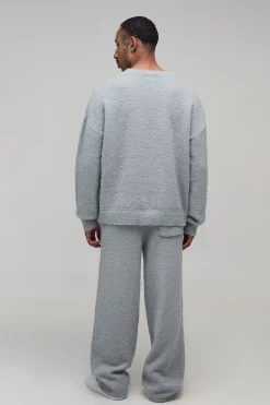 boohooMAN Ensemble De Jogging En Maille Bouclette Décontracté Avec Logo<Homme Jogging|Maille
