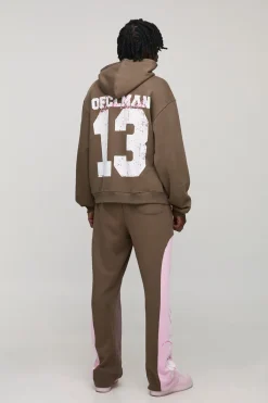 Ensemble de Jogging Grande Taille Sweat à Casynthétiqueche Oversize Boxy Délavage Spray Imprimé 13 & Jogging Baggy à Panneaux