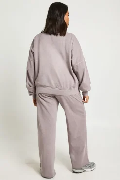 boohoo Ensemble de Jogging Grande Taille Col Cheminée Effet Délavé<Femme Survêtements|Survêtements