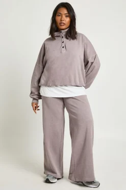 boohoo Ensemble de Jogging Grande Taille Col Cheminée Effet Délavé<Femme Survêtements|Survêtements