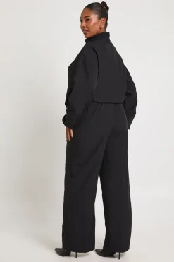 Ensemble de Jogging Grande Taille Col Montant Demi-Zip en Nylon