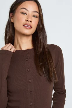 boohoo Ensemble De Jogging Haut Côtelé À Manches Longues Avec Boutonnage Tall<Femme Survêtements|Survêtements