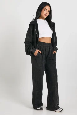 Ensemble De Jogging Jambe Droite Délavé À Ourlets Usés