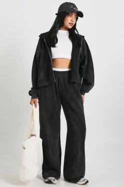 Ensemble De Jogging Jambe Droite Délavé À Ourlets Usés