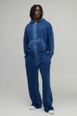 Ensemble De Jogging Oversize À Casynthétiqueche Avec Zip, Coutures Effet Spray, Détails Usés Et Appliqués - Coupe Tall