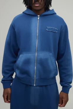 Ensemble De Jogging Oversize À Casynthétiqueche Avec Zip, Coutures Effet Spray, Détails Usés Et Appliqués - Coupe Tall