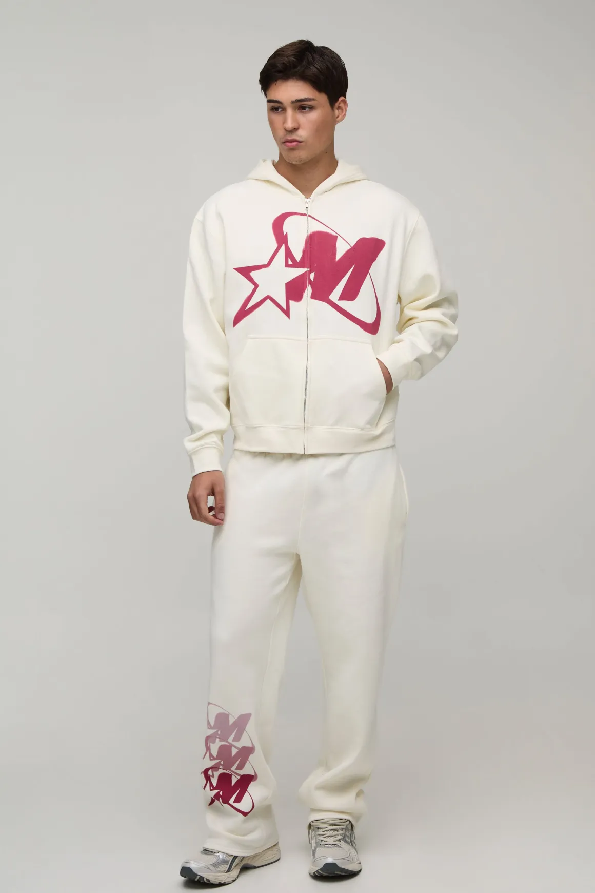 Ensemble De Jogging Oversize À Casynthétiqueche Avec Zip Et Imprimé Graphique Étoile M