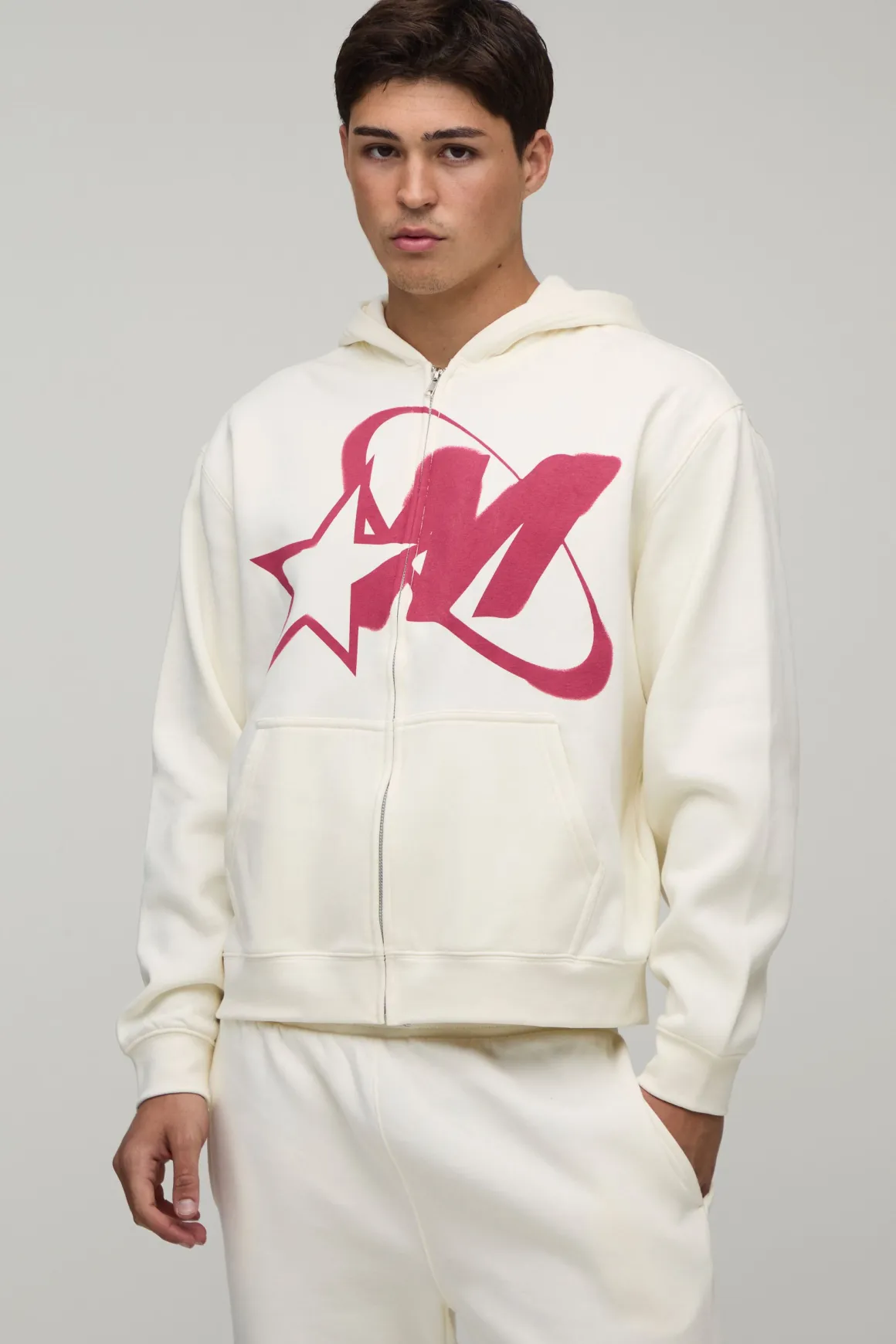 Ensemble De Jogging Oversize À Casynthétiqueche Avec Zip Et Imprimé Graphique Étoile M