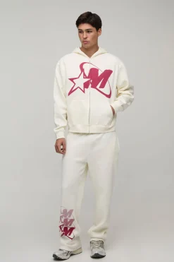 Ensemble De Jogging Oversize À Casynthétiqueche Avec Zip Et Imprimé Graphique Étoile M