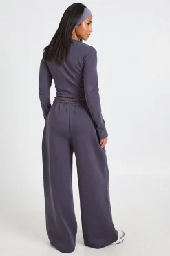 Ensemble De Jogging Petite Avec Haut Col Rond Manches Longues Et Pantalon Droit