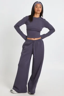 Ensemble De Jogging Petite Avec Haut Col Rond Manches Longues Et Pantalon Droit
