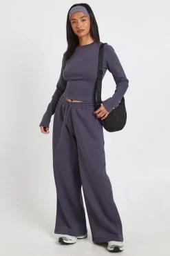 Ensemble De Jogging Petite Avec Haut Col Rond Manches Longues Et Pantalon Droit