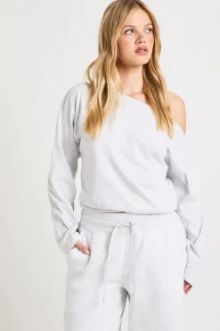 Ensemble De Jogging Petite Jambe Droite Taille Cintrée Épaules Dénudées