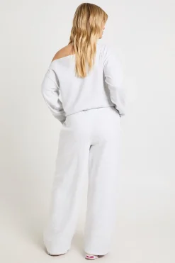 Ensemble De Jogging Petite Jambe Droite Taille Cintrée Épaules Dénudées