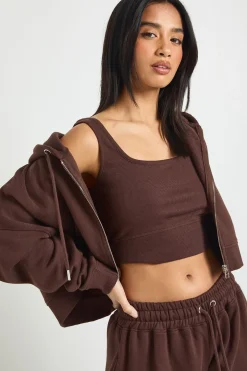 Ensemble de Jogging 3 Pièces à Casynthétiqueche avec Top Court Ourlet Profond Petite Taille