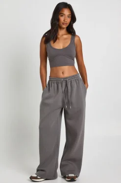 Ensemble de Jogging 3 Pièces à Casynthétiqueche avec Crop Top à Détails de Coutures Petite