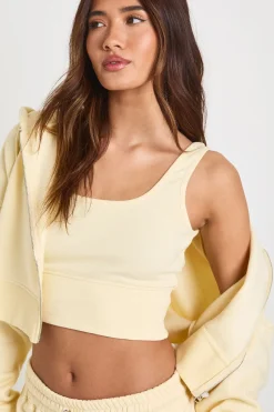 Ensemble de Jogging 3 Pièces à Casynthétiqueche avec Crop Top à Ourlet Profond