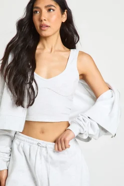 boohoo Ensemble de Jogging 3 Pièces à Casynthétiqueche avec Top Court et Détails de Coutures Tall<Femme Survêtements|Survêtements