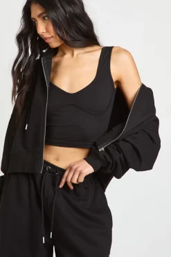 boohoo Ensemble De Jogging 3 Pièces À Casynthétiqueche Avec Haut Court Et Détails De Coutures Tall<Femme Survêtements|Survêtements