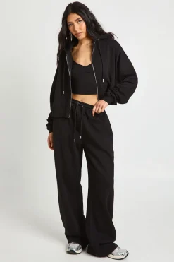 Ensemble de Jogging 3 Pièces à Casynthétiqueche avec Crop Top et Détails de Coutures Tall