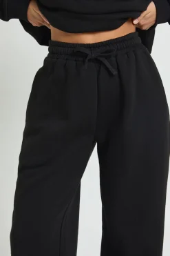 Ensemble De Jogging Sweat À Détail D'encolure Et Pantalon Large Petite Taille