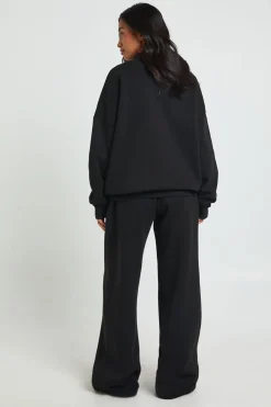Ensemble De Jogging Sweat À Détail D'encolure Et Pantalon Large Petite Taille