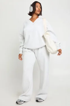 Ensemble de Jogging Sweat-shirt Universitaire Col V Grande Taille