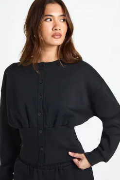 Ensemble De Jogging Sweat À Taille Cintrée Avec Boutonnage