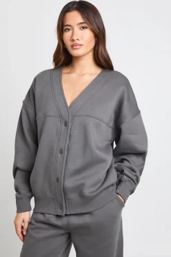 boohoo Ensemble de Jogging Tall Cardigan Boutonné et Pantalon de Sport Jambe Droite<Femme Survêtements|Survêtements
